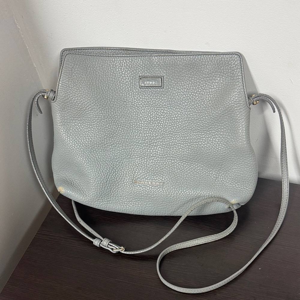 Gray Burberry Leather Crossbody Bag